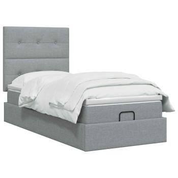 Ottoman-Bett mit Matratze und LED Hellgrau 80 x 200 cm Stoff