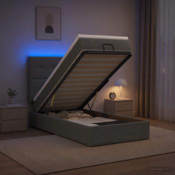 ARDEBO.de - Ottoman-Bett mit Matratze und LED Dunkelgrau 80 x 200 cm Stoff
