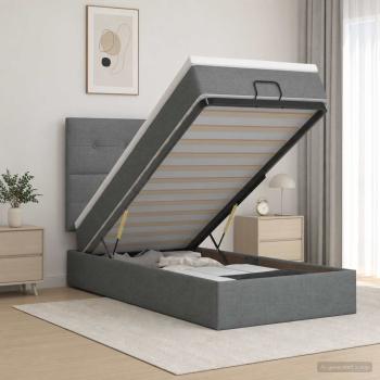 Ottoman-Bett mit Matratze und LED Dunkelgrau 80 x 200 cm Stoff