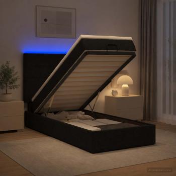 ARDEBO.de - Ottoman-Bett mit Matratze und LED Schwarz 80 x 200 cm Stoff