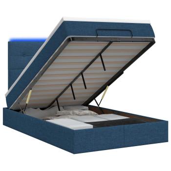 Ottoman-Bett mit Matratze und LED Blau 120 x 200 cm Stoff