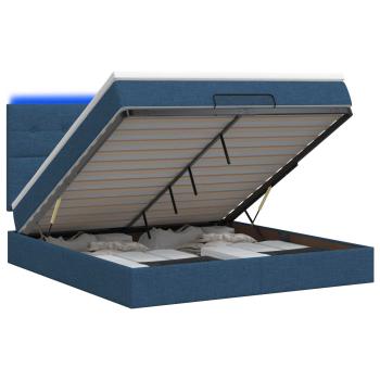 Ottoman-Bett mit Matratze und LED Blau 140 x 190 cm Stoff