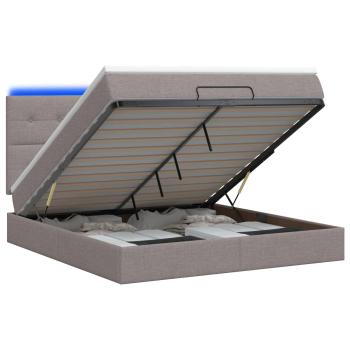 Ottoman-Bett mit Matratze und LED Taupe 140 x 200 cm Stoff