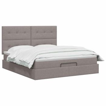 Ottoman-Bett mit Matratze und LED Taupe 140 x 200 cm Stoff