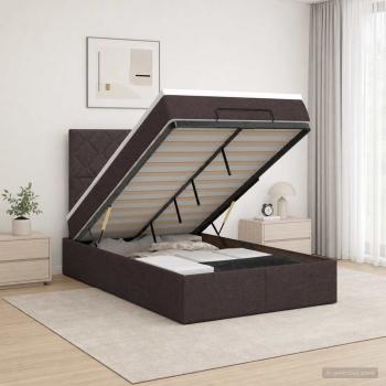 ARDEBO.de - Ottoman-Bett mit Matratze und LED Dunkelbraun 120 x 190 cm