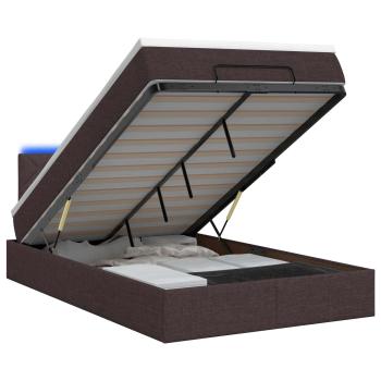 Ottoman-Bett mit Matratze und LED Dunkelbraun 120 x 190 cm