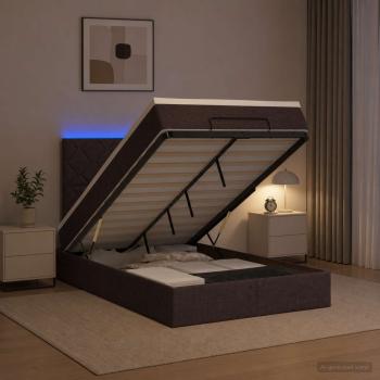 Ottoman-Bett mit Matratze und LED Dunkelbraun 120 x 190 cm