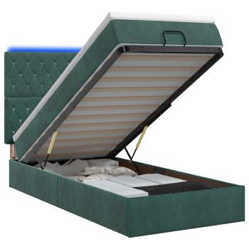 Ottoman-Bett mit Matratze und LED Dunkelgrün 100 x 200 cm Samt