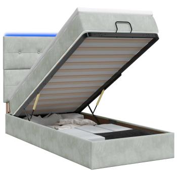 Ottoman-Bett mit Matratze und LED Hellgrau 80 x 200 cm Samt