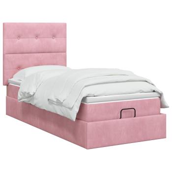 Ottoman-Bett mit Matratze und LED Rosa 80 x 200 cm Samt