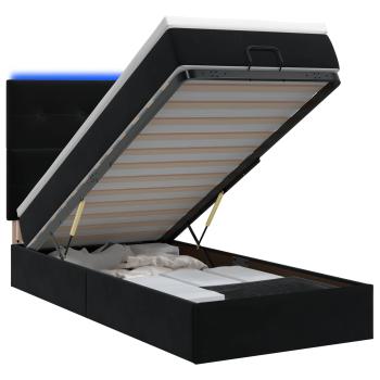 Ottoman-Bett mit Matratze und LED Schwarz 100 x 200 cm Samt