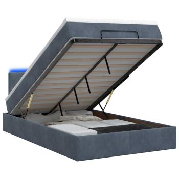 Ottoman-Bett mit Matratze und LED Dunkelgrau 120 x 190 cm Samt