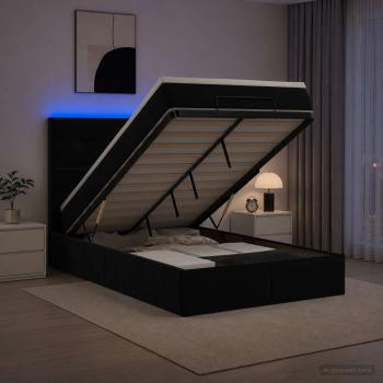 ARDEBO.de - Ottoman-Bett mit Matratze und LED Schwarz 120 x 190 cm Samt