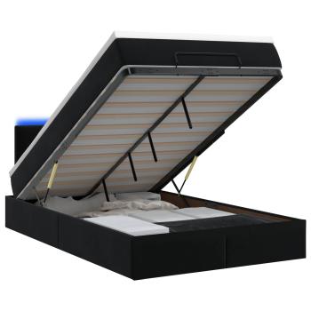 Ottoman-Bett mit Matratze und LED Schwarz 120 x 190 cm Samt
