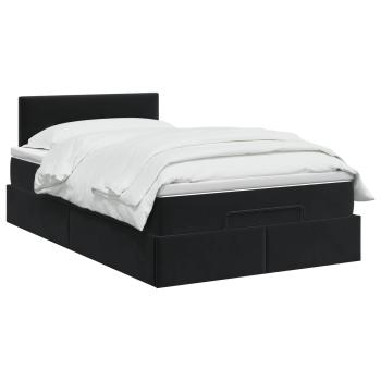 Ottoman-Bett mit Matratze und LED Schwarz 120 x 190 cm Samt