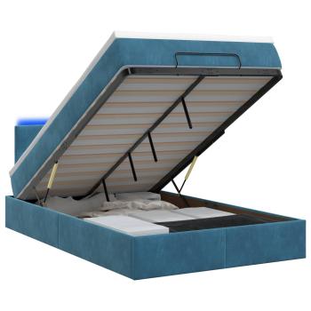 Ottoman-Bett mit Matratze und LED Dunkelblau 120 x 190 cm Samt