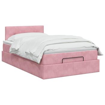 Ottoman-Bett mit Matratze und LED Rosa 120 x 190 cm Samt