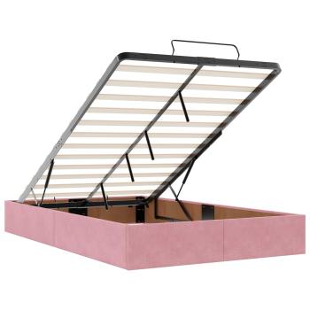 Ottoman-Bett mit Matratze und LED Rosa 120 x 190 cm Samt