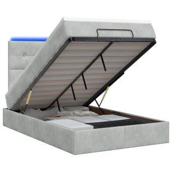 Ottoman-Bett mit Matratze und LED Hellgrau 120 x 200 cm Samt