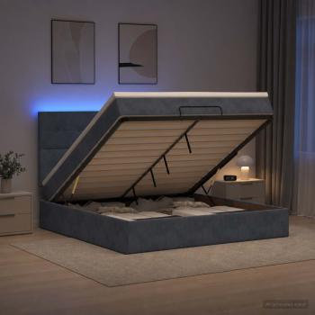 Ottoman-Bett mit Matratze und LED Dunkelgrau 180 x 200 cm Samt