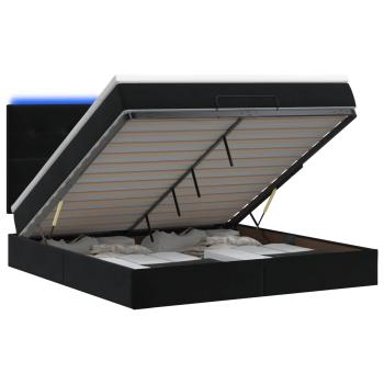 Ottoman-Bett mit Matratze und LED Schwarz 180 x 200 cm Samt