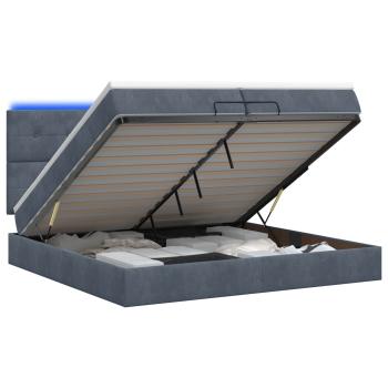 Ottoman-Bett mit Matratze und LED Dunkelgrau 200 x 200 cm Samt
