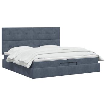 Ottoman-Bett mit Matratze und LED Dunkelgrau 200 x 200 cm Samt