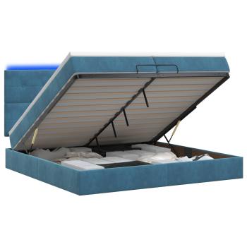 Ottoman-Bett mit Matratze und LED Dunkelblau 200 x 200 cm Samt