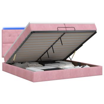 Ottoman-Bett mit Matratze und LED Rosa 200 x 200 cm Samt