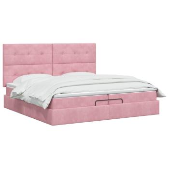 Ottoman-Bett mit Matratze und LED Rosa 200 x 200 cm Samt