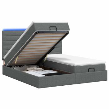 Ottoman-Bett mit Matratze und LED Dunkelgrau 160 x 200 cm Stoff