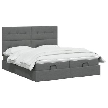 Ottoman-Bett mit Matratze und LED Dunkelgrau 160 x 200 cm Stoff