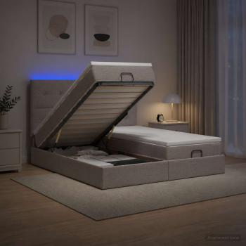 Ottoman-Bett mit Matratze und LED Taupe 180 x 200 cm Stoff