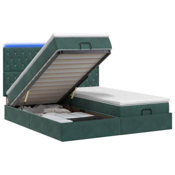 Ottoman-Bett mit Matratze und LED Dunkelgrün 200 x 200 cm Samt