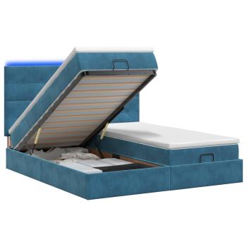 Ottoman-Bett mit Matratze und LED Dunkelblau 160 x 200 cm Samt