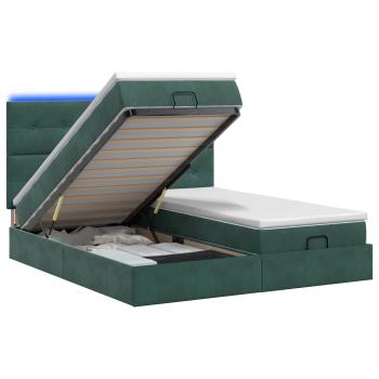 Ottoman-Bett mit Matratze und LED Dunkelgrün 180 x 200 cm Samt