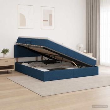 ARDEBO.de - LED-Speicherbett mit Matratze Blau 180 x 200 cm Stoff