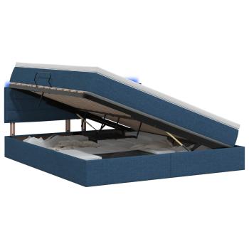 LED-Speicherbett mit Matratze Blau 180 x 200 cm Stoff
