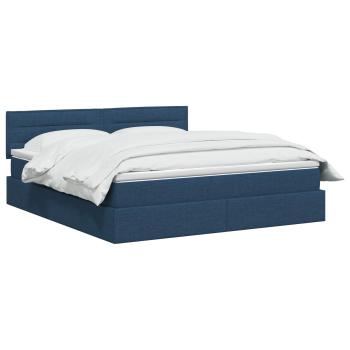 LED-Speicherbett mit Matratze Blau 180 x 200 cm Stoff