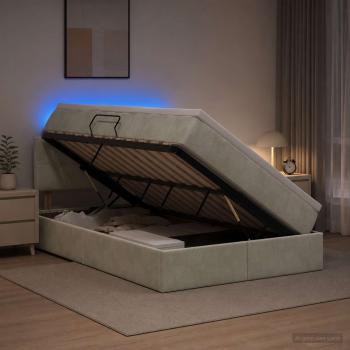 ARDEBO.de - LED-Speicherbett mit Matratze Hellgrau 120 x 200 cm Samt
