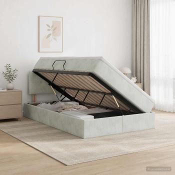 LED-Speicherbett mit Matratze Hellgrau 120 x 200 cm Samt