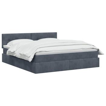 LED-Speicherbett mit Matratze Dunkelgrau 140 x 190 cm Samt