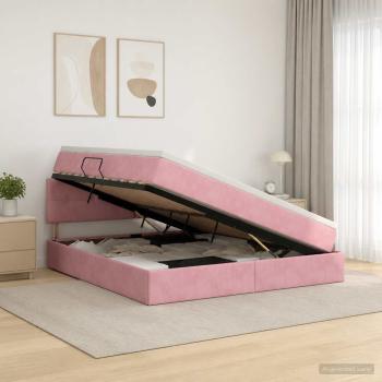 ARDEBO.de - LED-Speicherbett mit Matratze Rosa 180 x 200 cm Samt