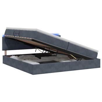 LED-Speicherbett mit Matratze Dunkelgrau 200 x 200 cm Samt