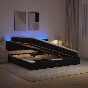 ARDEBO.de - LED-Speicherbett mit Matratze Schwarz 200 x 200 cm Samt