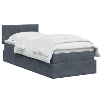 LED-Speicherbett mit Matratze Dunkelgrau 90 x 190 cm Samt