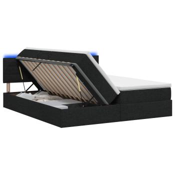 LED-Speicherbett mit Matratze Schwarz 180 x 200 cm Stoff