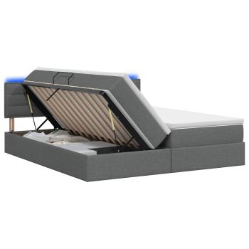 LED-Speicherbett mit Matratze Dunkelgrau 200 x 200 cm Stoff