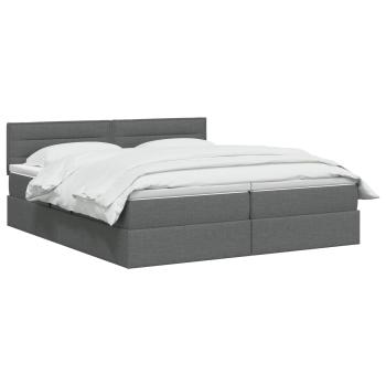 LED-Speicherbett mit Matratze Dunkelgrau 200 x 200 cm Stoff