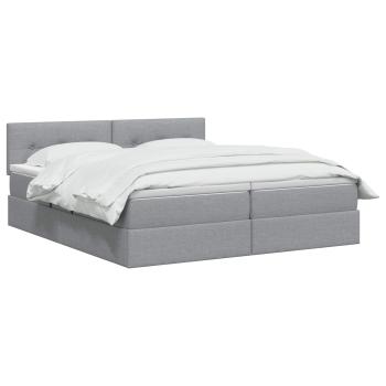 LED-Speicherbett mit Matratze Hellgrau 180 x 200 cm Stoff